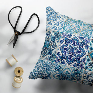 Mediterranean Tiles, Portuguese, Azulejo, Majolica Accent Pillow