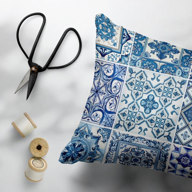 Mediterranean Tiles, Portuguese, Azulejo, Majolica Accent Pillow (Creator Uploaded)