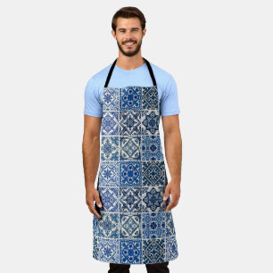 Mediterranean Tiles, Portuguese, Azulejo, Majolica Apron