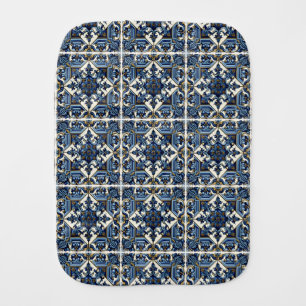Mediterranean Tiles, Portuguese, Azulejo, Majolica Baby Burp Cloth