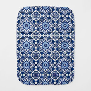 Mediterranean Tiles, Portuguese, Azulejo, Majolica Baby Burp Cloth