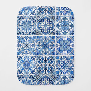 Mediterranean Tiles, Portuguese, Azulejo, Majolica Baby Burp Cloth