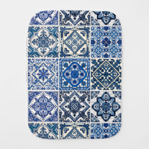 Mediterranean Tiles, Portuguese, Azulejo, Majolica Baby Burp Cloth