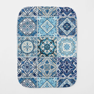 Mediterranean Tiles, Portuguese, Azulejo, Majolica Baby Burp Cloth