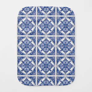 Mediterranean Tiles, Portuguese, Azulejo, Majolica Baby Burp Cloth