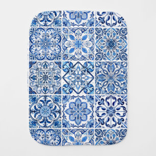 Mediterranean Tiles, Portuguese, Azulejo, Majolica Baby Burp Cloth