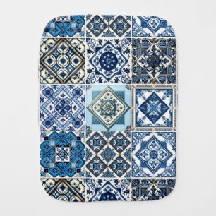 Mediterranean Tiles, Portuguese, Azulejo, Majolica Baby Burp Cloth