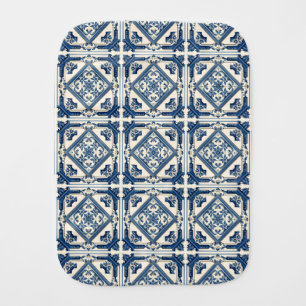 Mediterranean Tiles, Portuguese, Azulejo, Majolica Baby Burp Cloth