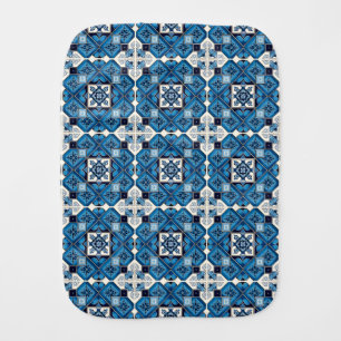 Mediterranean Tiles, Portuguese, Azulejo, Majolica Baby Burp Cloth