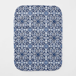 Mediterranean Tiles, Portuguese, Azulejo, Majolica Baby Burp Cloth