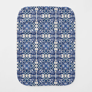 Mediterranean Tiles, Portuguese, Azulejo, Majolica Baby Burp Cloth
