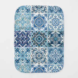 Mediterranean Tiles, Portuguese, Azulejo, Majolica Baby Burp Cloth