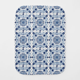 Mediterranean Tiles, Portuguese, Azulejo, Majolica Baby Burp Cloth