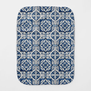 Mediterranean Tiles, Portuguese, Azulejo, Majolica Baby Burp Cloth