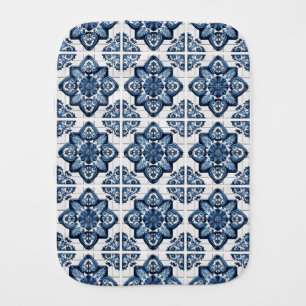 Mediterranean Tiles, Portuguese, Azulejo, Majolica Baby Burp Cloth