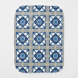 Mediterranean Tiles, Portuguese, Azulejo, Majolica Baby Burp Cloth