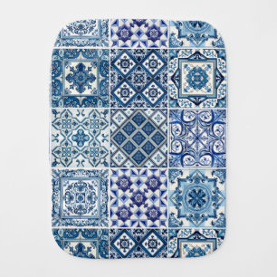 Mediterranean Tiles, Portuguese, Azulejo, Majolica Baby Burp Cloth