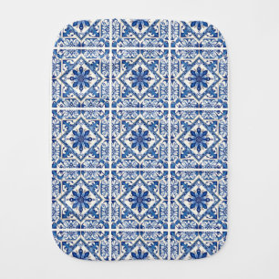Mediterranean Tiles, Portuguese, Azulejo, Majolica Baby Burp Cloth