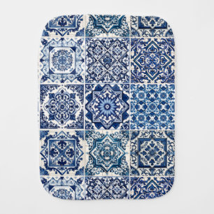 Mediterranean Tiles, Portuguese, Azulejo, Majolica Baby Burp Cloth