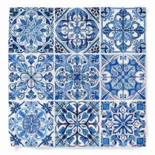 Mediterranean Tiles, Portuguese, Azulejo, Majolica Bandana