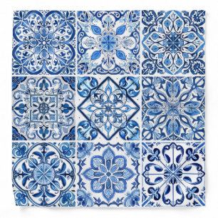 Mediterranean Tiles, Portuguese, Azulejo, Majolica Bandana