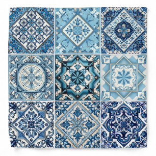 Mediterranean Tiles, Portuguese, Azulejo, Majolica Bandana