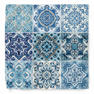 Mediterranean Tiles, Portuguese, Azulejo, Majolica Bandana