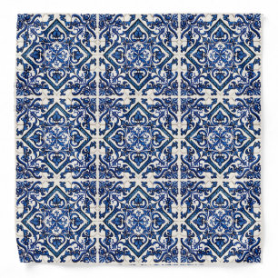 Mediterranean Tiles, Portuguese, Azulejo, Majolica Bandana