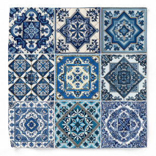 Mediterranean Tiles, Portuguese, Azulejo, Majolica Bandana