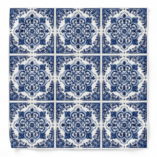 Mediterranean Tiles, Portuguese, Azulejo, Majolica Bandana