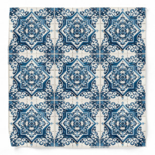 Mediterranean Tiles, Portuguese, Azulejo, Majolica Bandana
