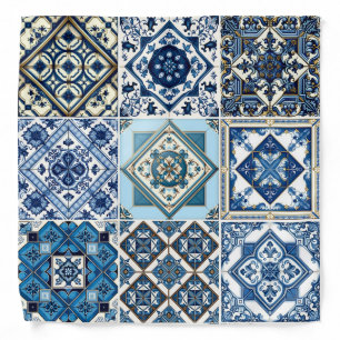 Mediterranean Tiles, Portuguese, Azulejo, Majolica Bandana