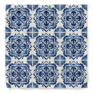 Mediterranean Tiles, Portuguese, Azulejo, Majolica Bandana