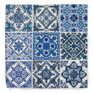 Mediterranean Tiles, Portuguese, Azulejo, Majolica Bandana