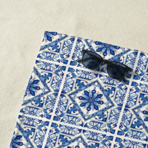 Mediterranean Tiles, Portuguese, Azulejo, Majolica Beach Towel