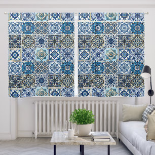 Mediterranean Tiles, Portuguese, Azulejo, Majolica Blackout Curtains