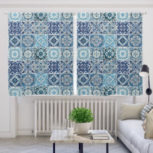 Mediterranean Tiles, Portuguese, Azulejo, Majolica Blackout Curtains