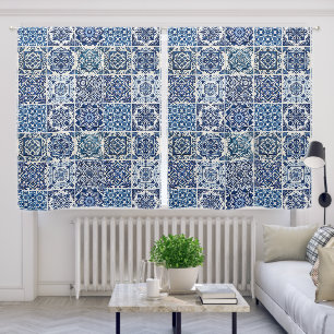 Mediterranean Tiles, Portuguese, Azulejo, Majolica Blackout Curtains