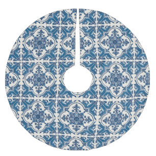 Mediterranean Tiles, Portuguese, Azulejo, Majolica Brushed Polyester Tree Skirt