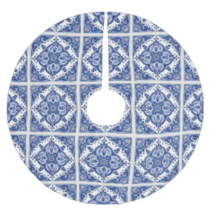 Mediterranean Tiles, Portuguese, Azulejo, Majolica Brushed Polyester Tree Skirt