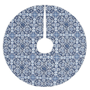 Mediterranean Tiles, Portuguese, Azulejo, Majolica Brushed Polyester Tree Skirt