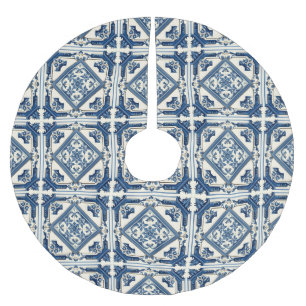 Mediterranean Tiles, Portuguese, Azulejo, Majolica Brushed Polyester Tree Skirt