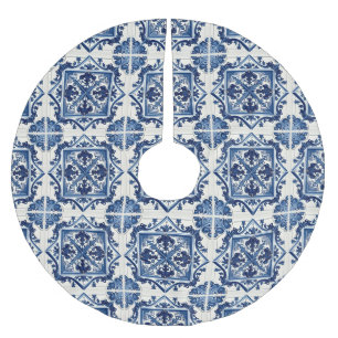 Mediterranean Tiles, Portuguese, Azulejo, Majolica Brushed Polyester Tree Skirt
