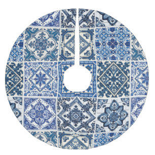 Mediterranean Tiles, Portuguese, Azulejo, Majolica Brushed Polyester Tree Skirt