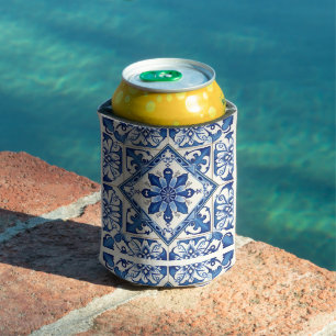 Mediterranean Tiles, Portuguese, Azulejo, Majolica Can Cooler