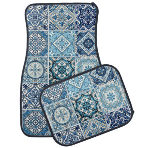 Mediterranean Tiles, Portuguese, Azulejo, Majolica Car Floor Mat