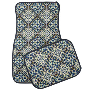 Mediterranean Tiles, Portuguese, Azulejo, Majolica Car Floor Mat