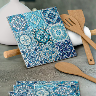 Mediterranean Tiles, Portuguese, Azulejo, Majolica Ceramic Tile