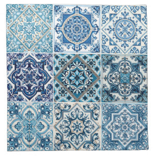Mediterranean Tiles, Portuguese, Azulejo, Majolica Cloth Napkin