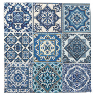 Mediterranean Tiles, Portuguese, Azulejo, Majolica Cloth Napkin